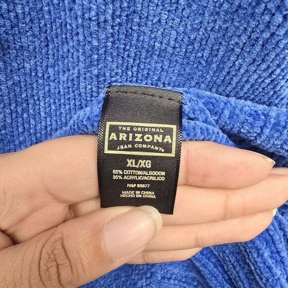 Vintage 90s Arizona Jean CO. Acrylic Chunky Knit Sweater Blue XL (A17) - Picture 4 of 5